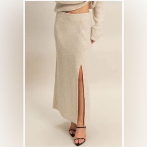 HYFVE Cream Knit Sweater Skirt with Slit, Medium, NWT